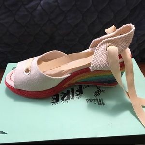 Miss L’ fire Martha lace up wedged heels